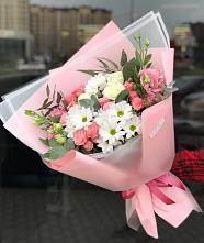Букет цветов из:  Розы, Лизиантусы и Хризантемы в Молоково